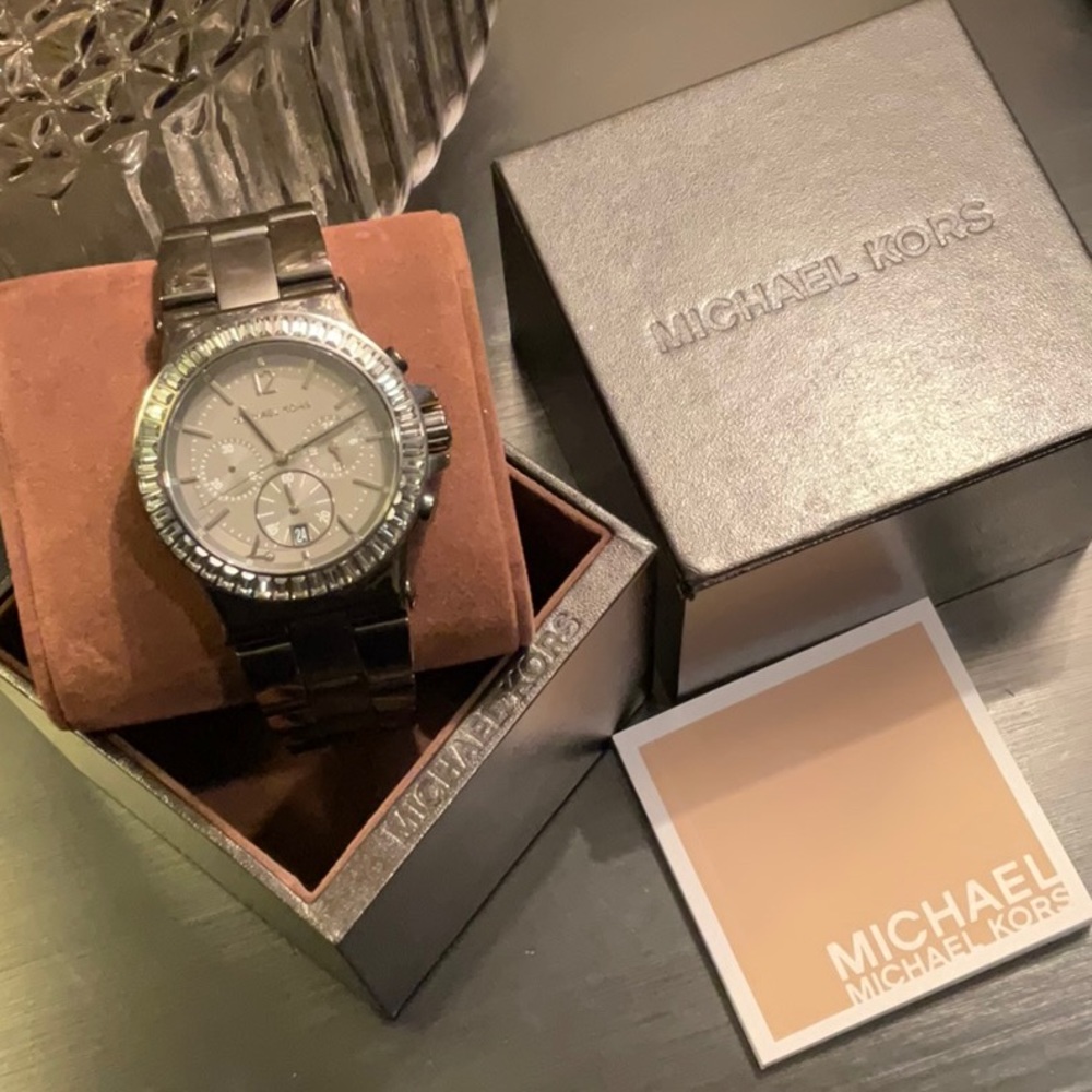 Michael Kors chunky black chrome watch